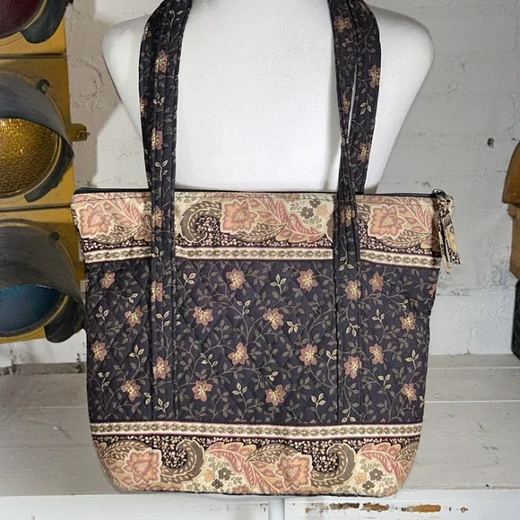 Vintage Vera Bradley large quilted floral zippered shoulder bag pink purple - Picture 3 of 7